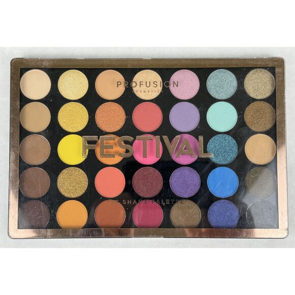 Profusion 35 Shade Festival Eyeshadow Palette Vibrant Multi-Finish Makeup NEW - Picture 1 of 7
